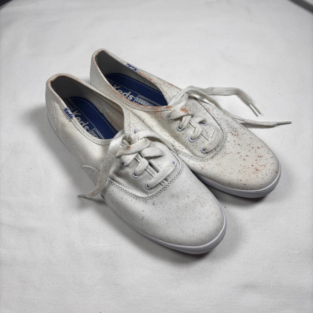 Vintage 80s Keds Champion White Canvas Sneakers Blue Label Deadstock Unworn 8.5 - Picture 3 of 11